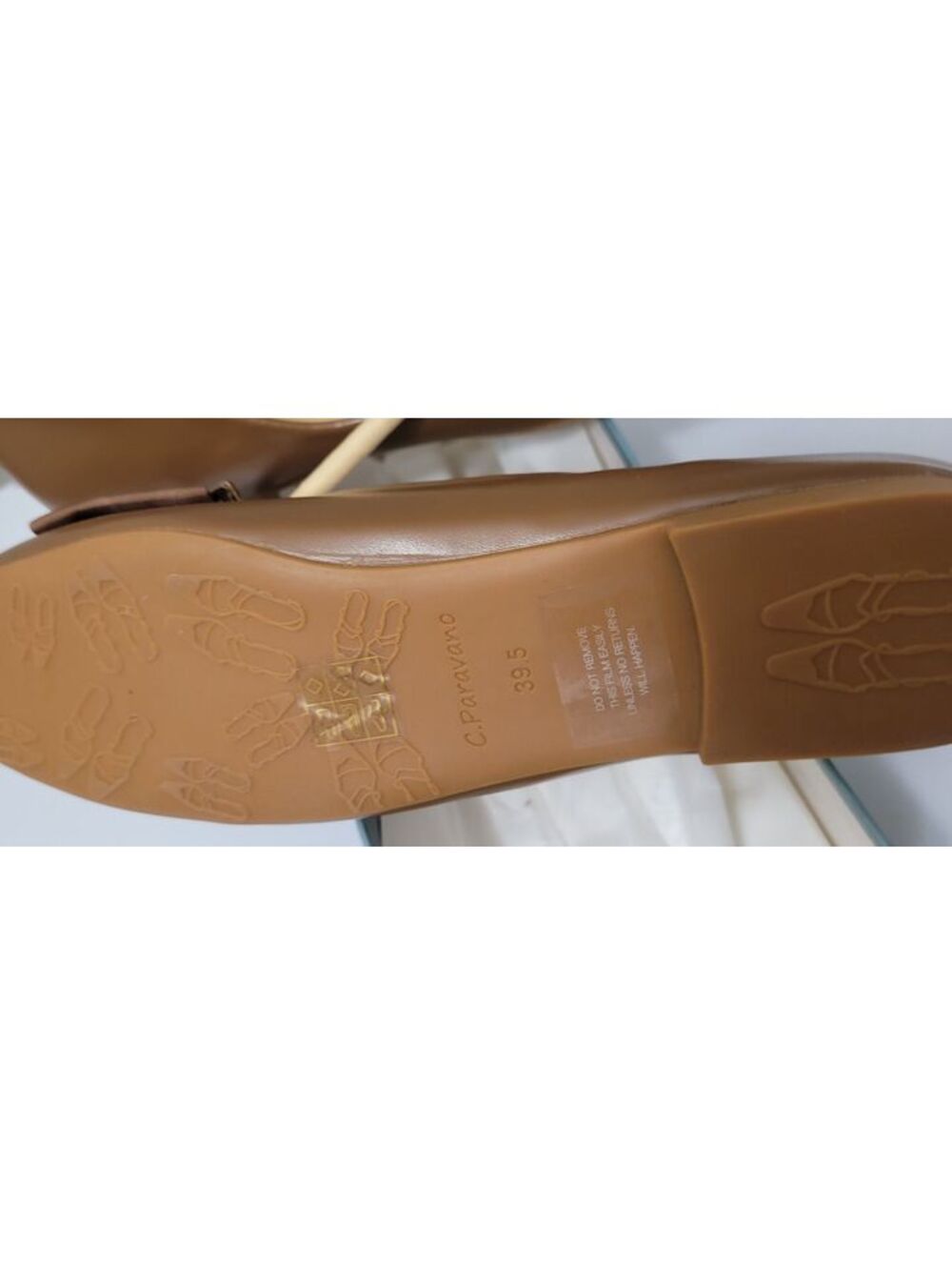 C.Paravano Brown Leather Ballerina Eva Bow Flats Women's  Shoes EU Size 39.5 - Picture 8 of 8